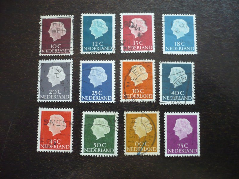 Stamps - Netherlands - Scott# 344-349,352-355,358 - Used Part Set of 12 Stamps