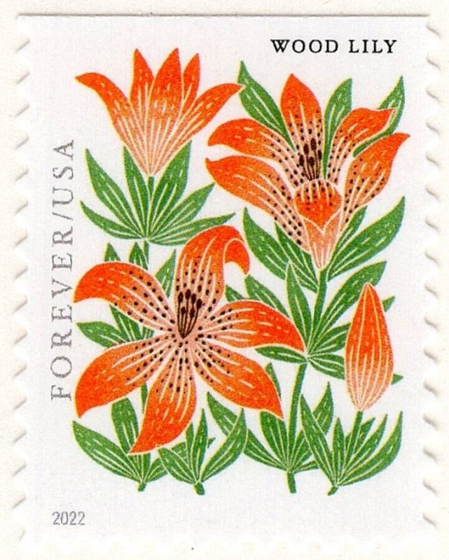 TEN Wood Lily Unused Forever 60c stamps, Wedding Postage, Flower stamps, WOW!
