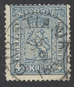 Norway Sc# 14 Used 1867-1868 4s Coat of Arms