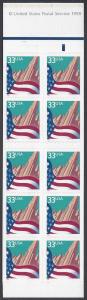 BK276 (3279a) 33c Flag and City Booklet/20 1999 Mint NH