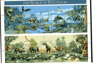 3136 DINOSAURS MINT & NEVER HINGED SHEET @ FACE