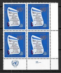 UN Geneva 5 50c Charter LR MI Block of 4 MNH