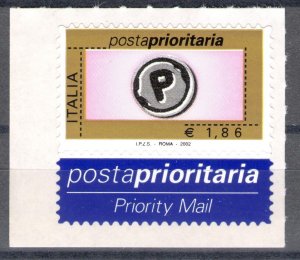 2002 Italy, Posta Prioritaria Euro 1.86 Rose Gold Black Grey No. 2637 MNH**