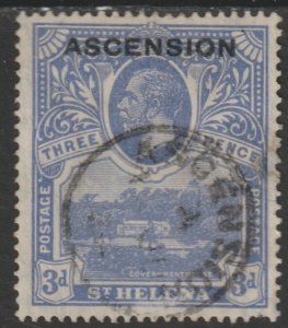 ASCENSION 1922 opt on St Helena 3d very fine used