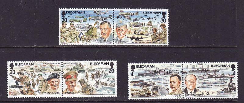 Isle of Man-Sc#600-605-unused NH WWII-D-Day-Planes-Ships-1993-