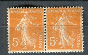 FRANCE; 1920 early Sower issue fine MINT MNH unmounted Shade of 5c. Pair