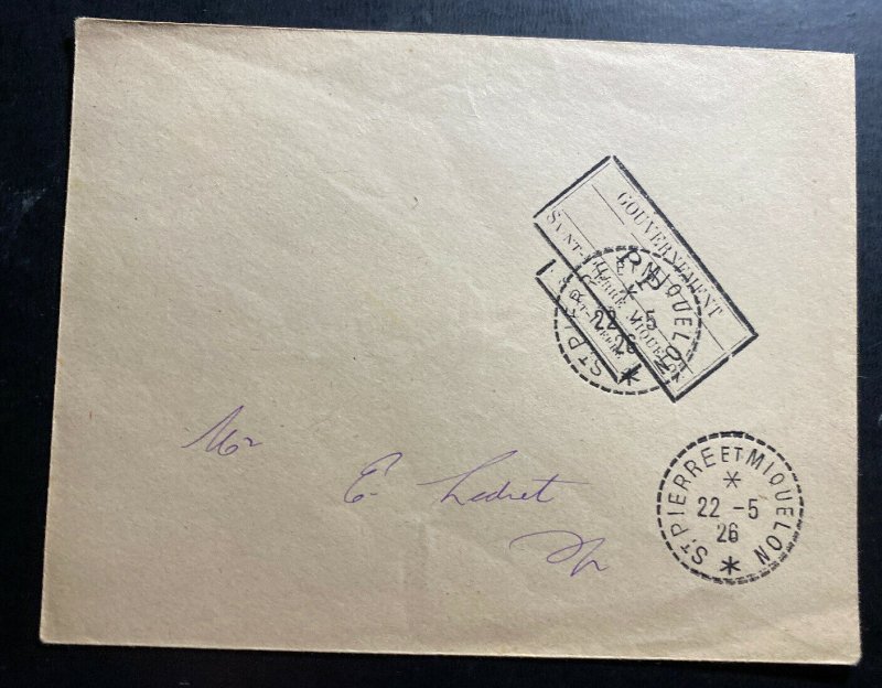 1926 St Pierre & Miquelon Government Official Cover 