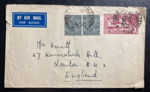 1933 India Airmail Postal Stationery Cover To London England