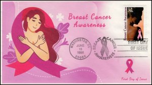 AO-B1-2,1996, Breast Cancer, First Day Cover, Research, Add On Cachet, Pictorial