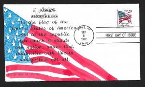 UNITED STATES FDC 29¢ Flag 1992 JEM Hand Painted
