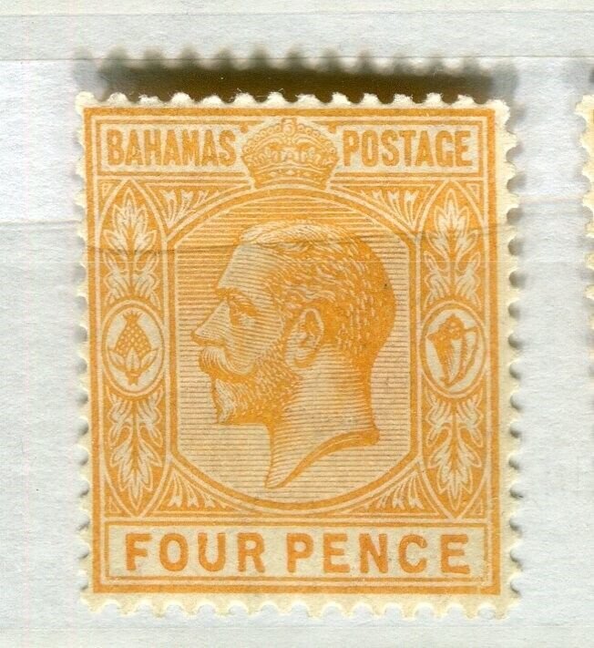 BAHAMAS; 1912 early GV issue fine Mint hinged Shade of 4d. value