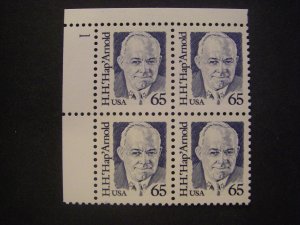 Scott 2191, 65c H.H. 'Hap' Arnold, PB4 #1 UL, MNH Great Americans B...