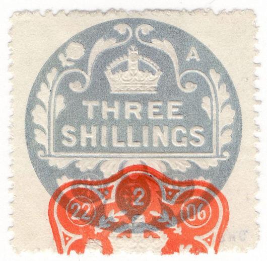 (I.B) Edward VII Revenue : General Duty Adhesive 3/- (series 9)