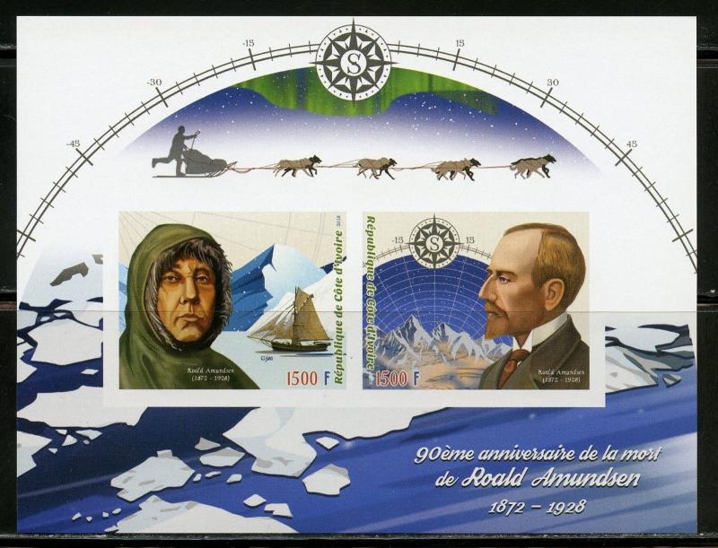 IVORY COAST 2018 90th MEMORIAL ANN OF ROALD AMUNDSEN IMPF  SHEET MINT  NH