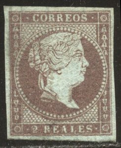 SPAIN #39 SCARCE Mint - 1855 2r Red Purple