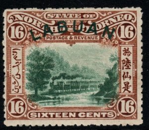 LABUAN SG116 1902 16c GREEN & CHESTNUT p13½-14 MTD MINT