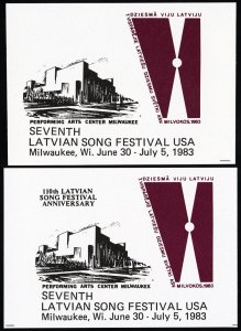 Latvia Stamps Lot Of 2 Song Festival Souvenir Sheets Year 1983