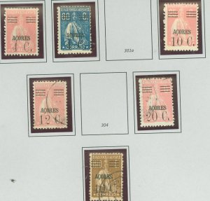 Azores #300/306 Unused Single