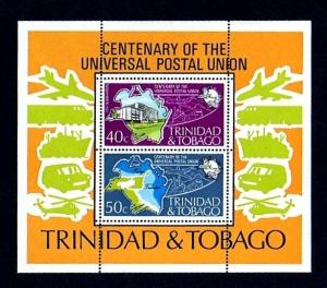 TRINIDAD - 1974 - UPU CENTENARY - POST OFFICE - TRANSPORT - MINT - MNH S/SHEET!