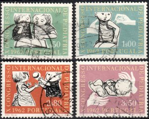 Portugal #891-894  Used - Medicine, Pediatrics, Children Reading (1962)