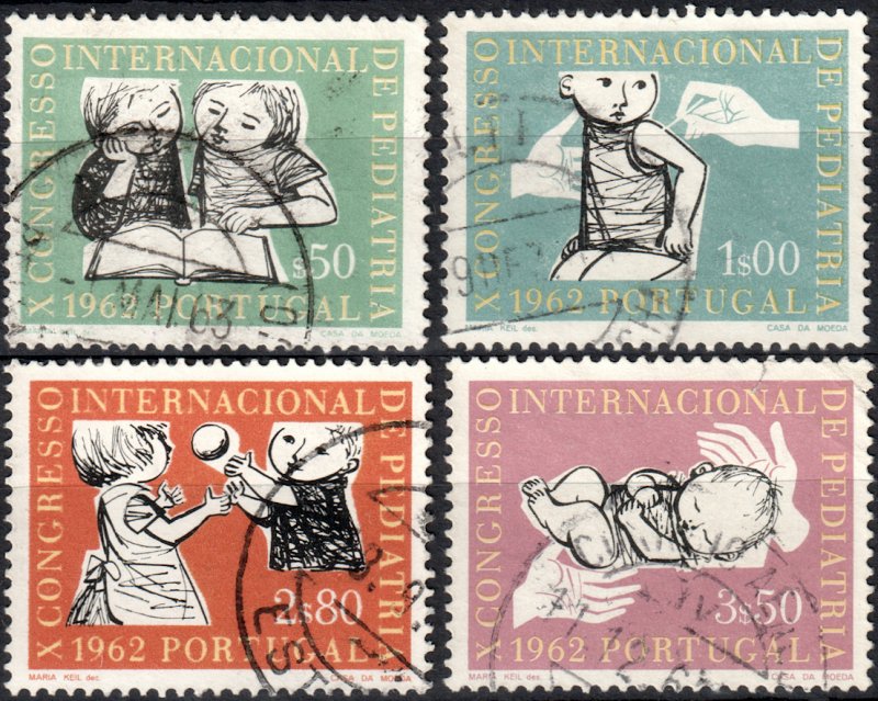 Portugal #891-894  Used - Medicine, Pediatrics, Children Reading (1962)