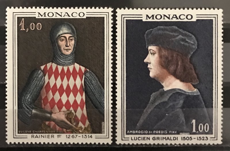 Monaco 1967 #674-5, Grimaldi & Rainier, MNH.