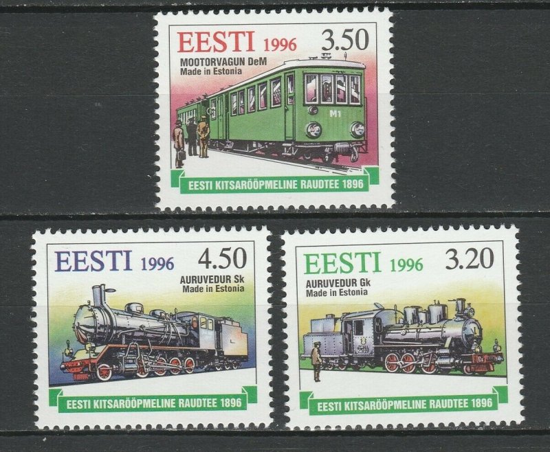 Estonia 1996 Trains Locomotives / Railroads 3 MNH stamps