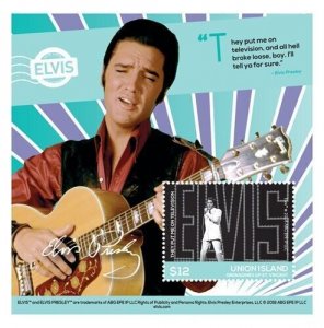 Union Islands 2019  - Elvis Presley '68 Comeback  - Souvenir stamp sheet...