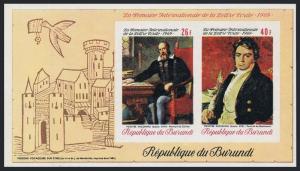 Burundi 296a imperf,MNH.Michel Bl.36A. Paintings 1969.Galileo Galilei,Beethoven.