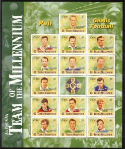 IRELAND 1999 Gaelic Football Millennium Team Sheet; Scott 1185; MNH