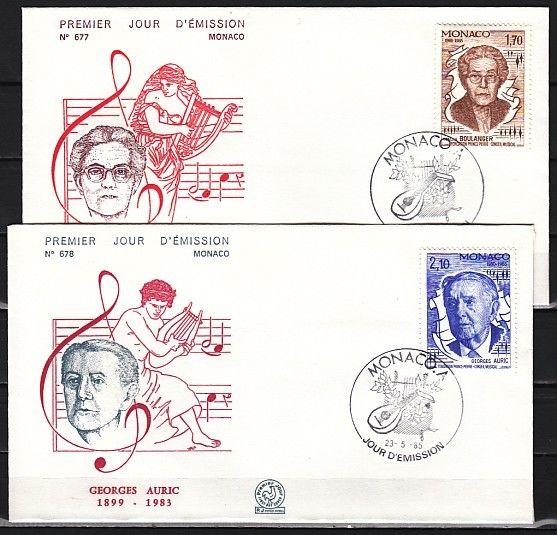 Monaco, Scott cat. 1473-1474. Composers-Music Year issue. First day cover.