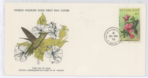 St. Vincent 446 1976 WWF, Hummingbird, birds FDC U/A WWF FDC