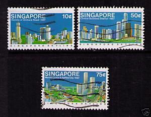 SINGAPORE Sc# 499 - 501 USED F Set3 Buildings Marine