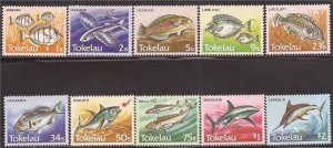 Tokelau - 1984 Local Fish, Manini, Hahave, Wrasse - 10 Stamp Set - Scott #104-13