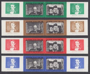 US MNH. 1965 ASDA Labels, JFK & Churchill, perforated se-tenant sheet margin prs