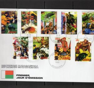 Madagascar 1999 Boy Scouts/Insects Set  (9) Perforated F.D.C.