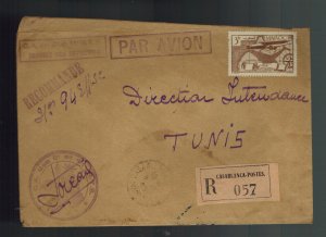 1945 Casablanca Morocco Censored cover to Tunisia