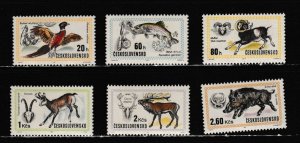Czechoslovakia, # 1760-1765, World Hunting Exhibition Animals, Mint NH, 1/2 Cat.