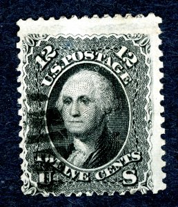 US #69 – 1861-62 12c Washington, black. Used Fine.
