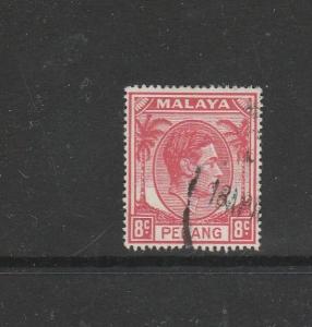 Malaya Penang 1949/52 8c Scarlet Used SG 9