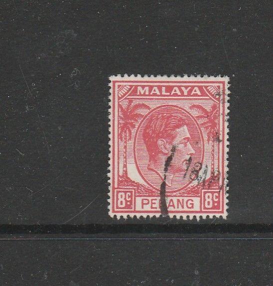 Malaya Penang 1949/52 8c Scarlet Used SG 9