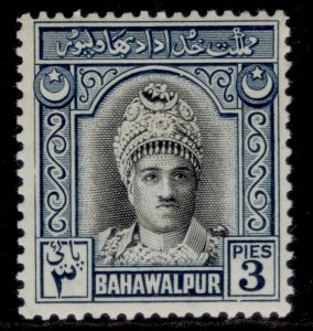 PAKISTAN - Bahawalpur GVI SG19, 3p black & blue, M MINT.