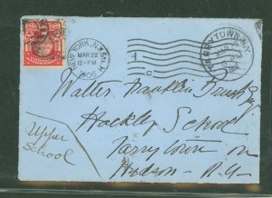 US 319 new york, NY, 1906, tarrytown, NY, and back has tarrytown with nice machine cancel too