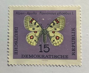 Germany DDR 1964 Scott 684 used - 15pf,  Butterfly