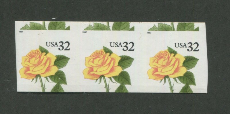 United States Postage Stamp #3054a MNH Strip of 3 ERROR Die-Cut Missing