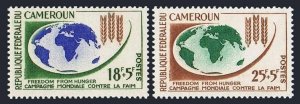 Cameroun B37-B38 blocks/4,MLH/MNH.Mi 386-387. FAO.Freedom from Hunger,1963.Map.