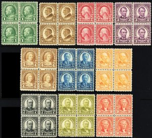 581-90, Mint F-VF H Well Centered Blocks of Four CV $575 - Stuart Katz