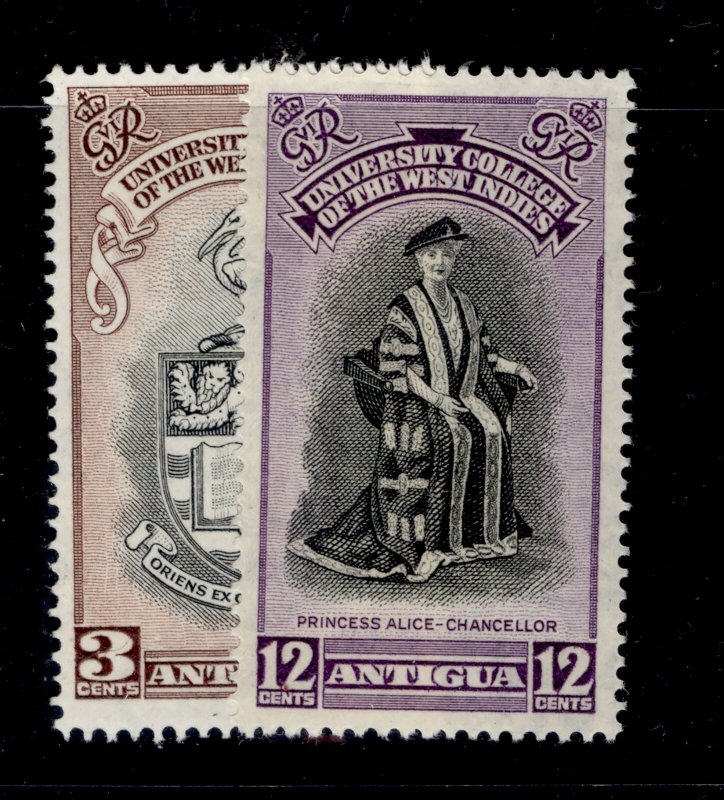 ANTIGUA GVI SG118-119, BWI university college set, LH MINT.