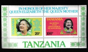 TANZANIA SCOTT#270a 1985 QUEEN MOTHER SOUVENIR SHEET - MNH