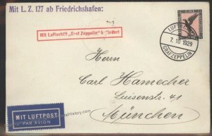 Germany 1929 Graf Zeppelin Balkanfahrt Breslau Mi42 Bordpost Cover Beuerl 111255